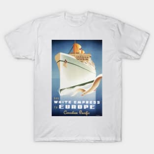Sail White Empress to Europe Art Deco Advertisement Cruise Ship Vintage T-Shirt